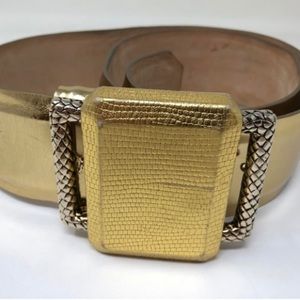 Roberto Cavalli Leather and Gold Textured Belt